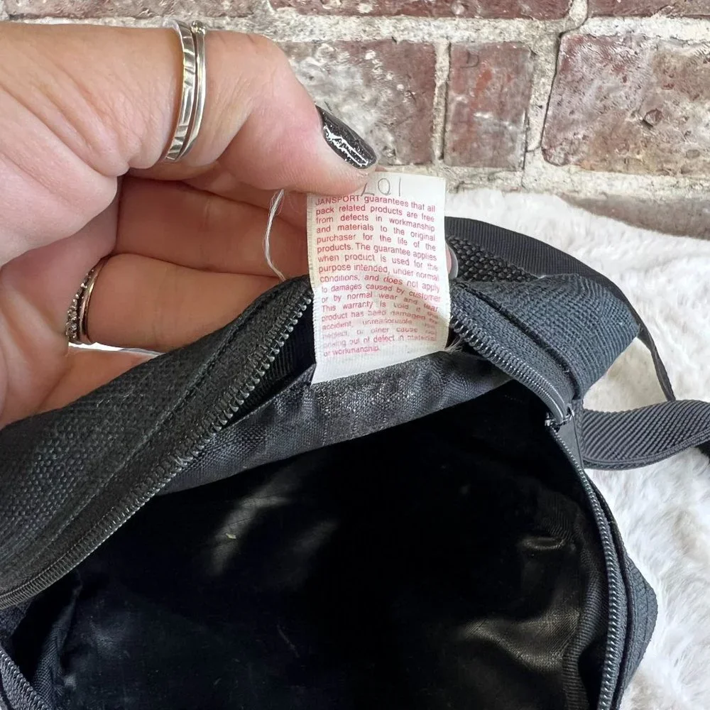 Vintage Jansport Crossbody Bag Black Leather Bottom One Size - Picture 8 of 10